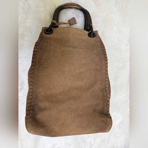 Authentic Gucci Hand Bag Bamboo Brown Suede Leather - Picture 4 of 17